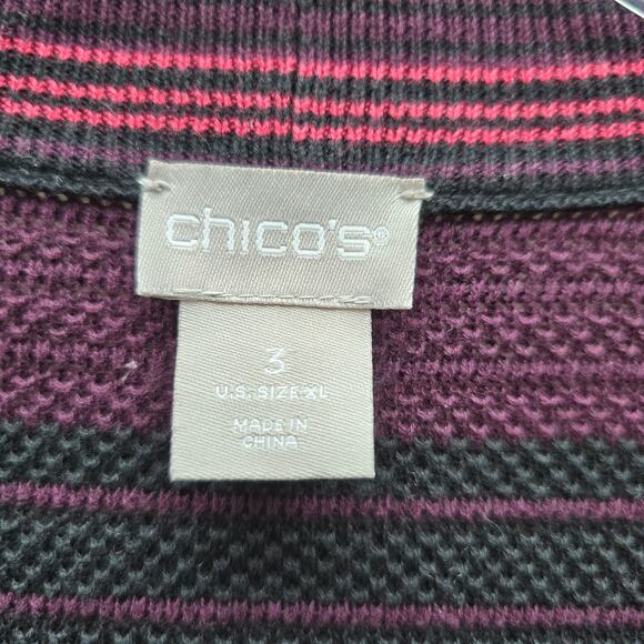Chico's Striped Open Front Ribbed Knit Cardigan Sweater Multicolor Size 3 US XL - Picture 4 of 5